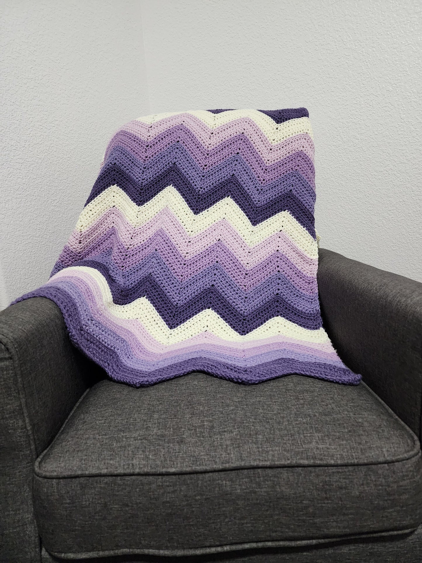 Crochet purple chevron blanket