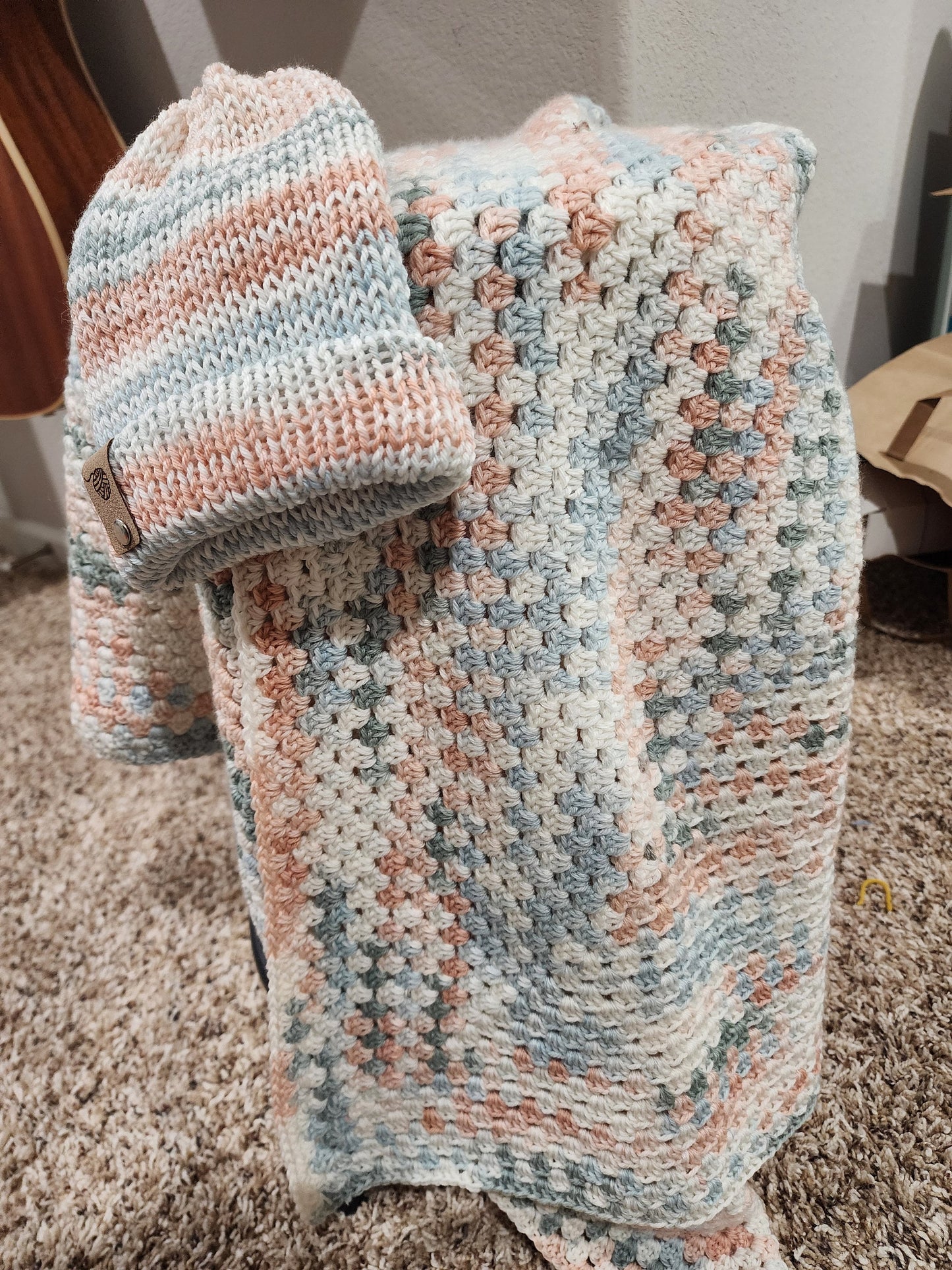 baby blanket and hat