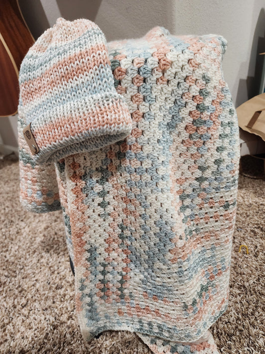 baby blanket and hat